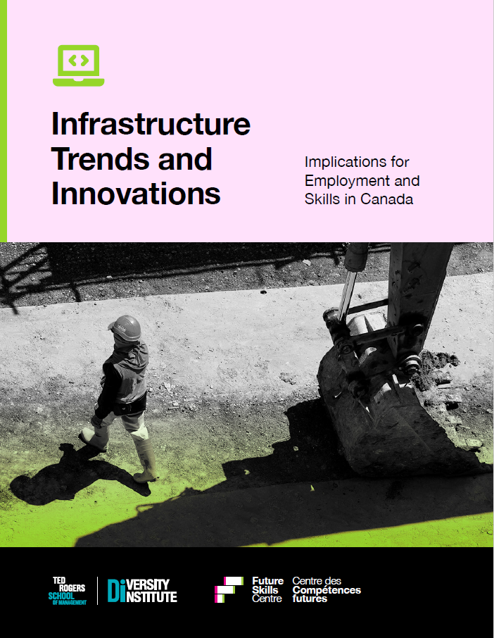 A report cover featuring a construction worker walking beside the bucket of a large excavator.